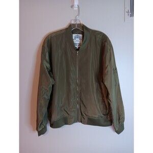 Made By Johnny Zip Up Windbreaker Bomber Jacket Sz XL Olive Green